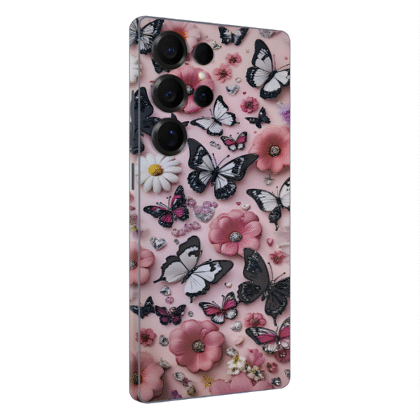 Elegant Floral Butterfly Pattern Aesthetic 3D Mobile Skin | Skins Wala