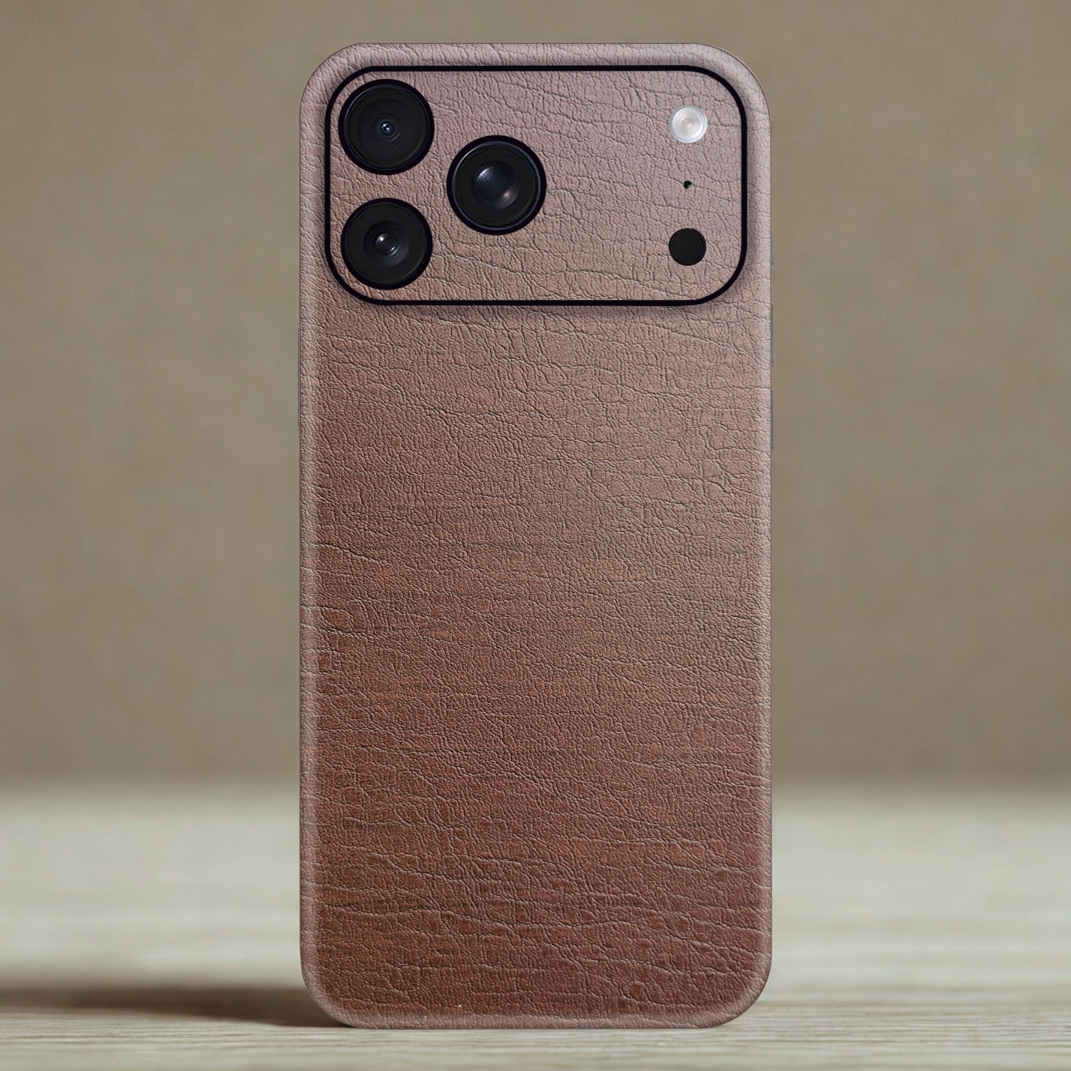 014 Dusty Rose Mauve Leather Phone Skin – Soft Pink Brown Plain Premium Texture - Image 1