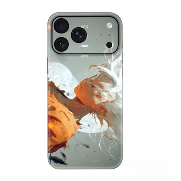 White Flame Anime custom printed mobile skin matte finish - Skins Wala