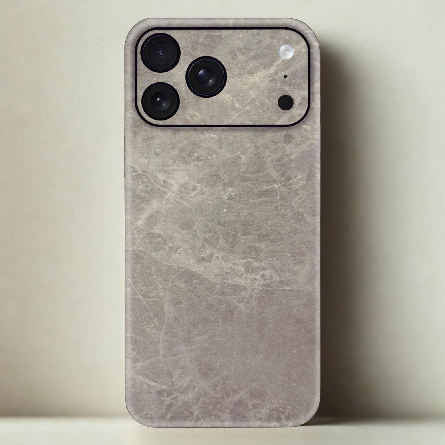 01 Stone Gray Simple Leather Phone Skin – Premium Minimalist Plain Texture - Image 1