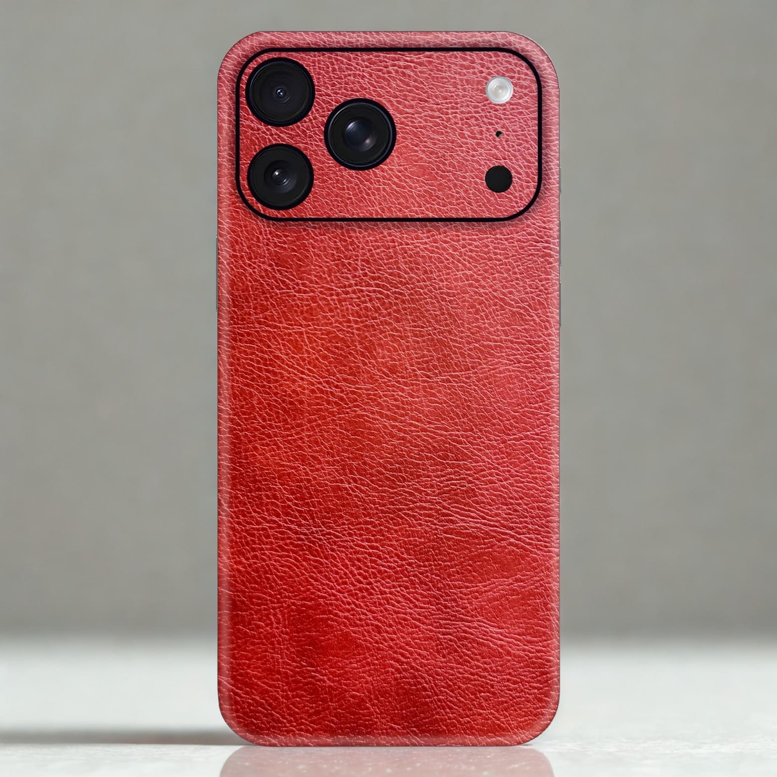 Burgundy Wine Red Leather Phone Skin – Rich Dark Red Premium Plain Texture - Image 1