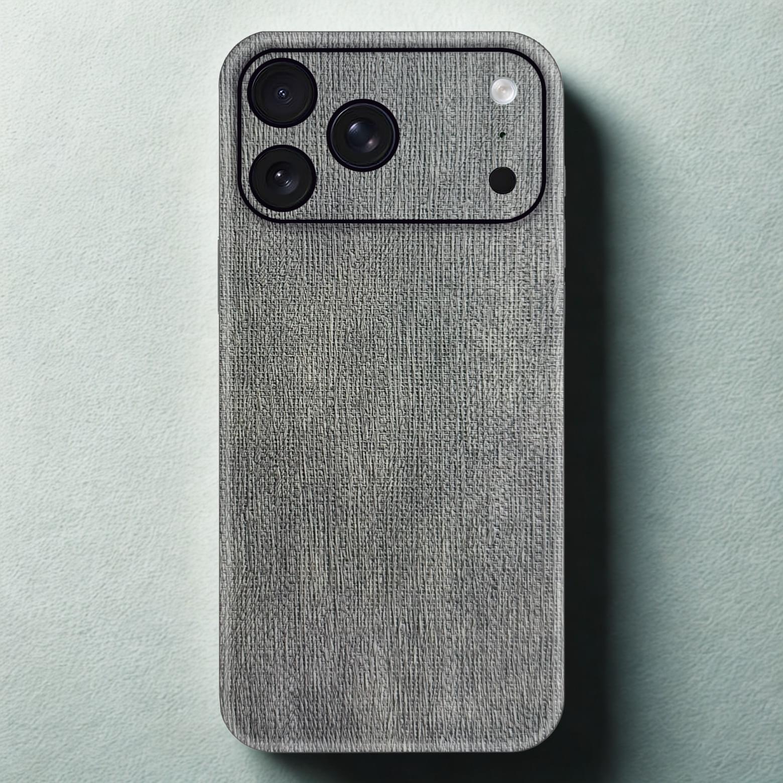 09 Pewter Gray Leather Phone Skin – Medium Gray Plain Premium Leather Texture - Image 1