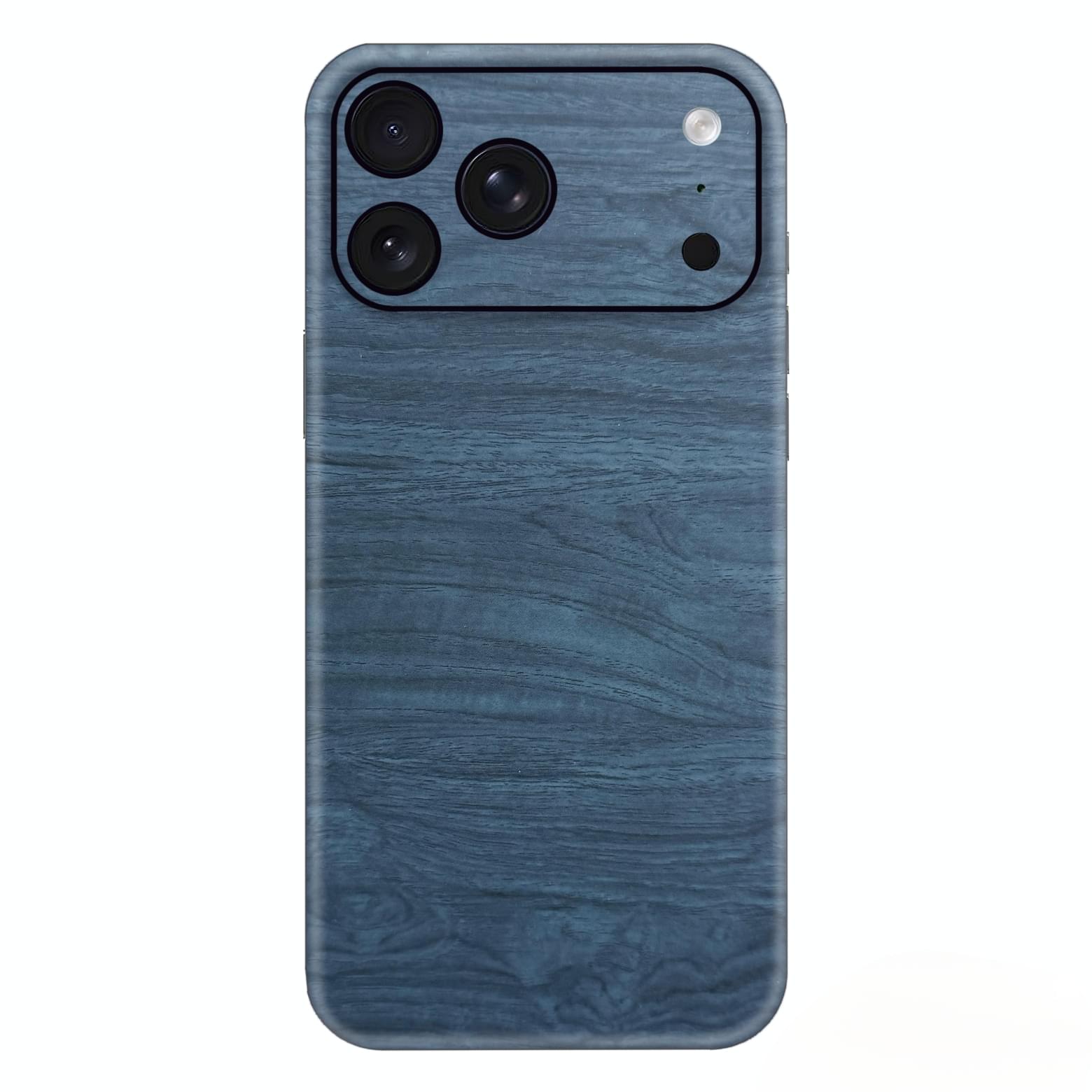 Steel Blue Leather Phone Skin – Cool Tone Plain Minimalist Premium Texture - Image 2
