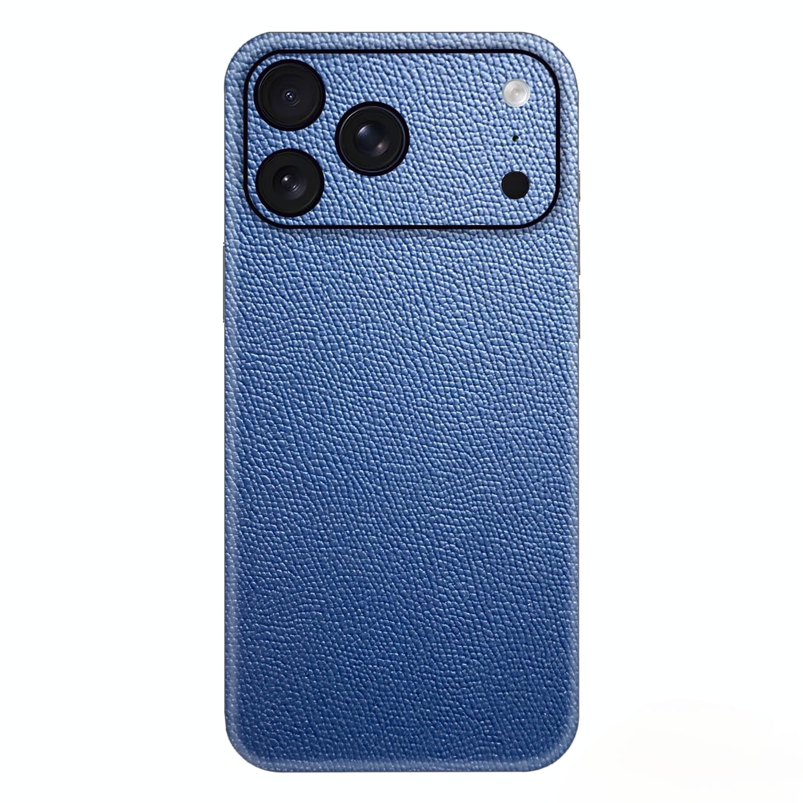 Sky Blue Leather Phone Skin – Fresh Light Blue Plain Premium Texture - Image 2