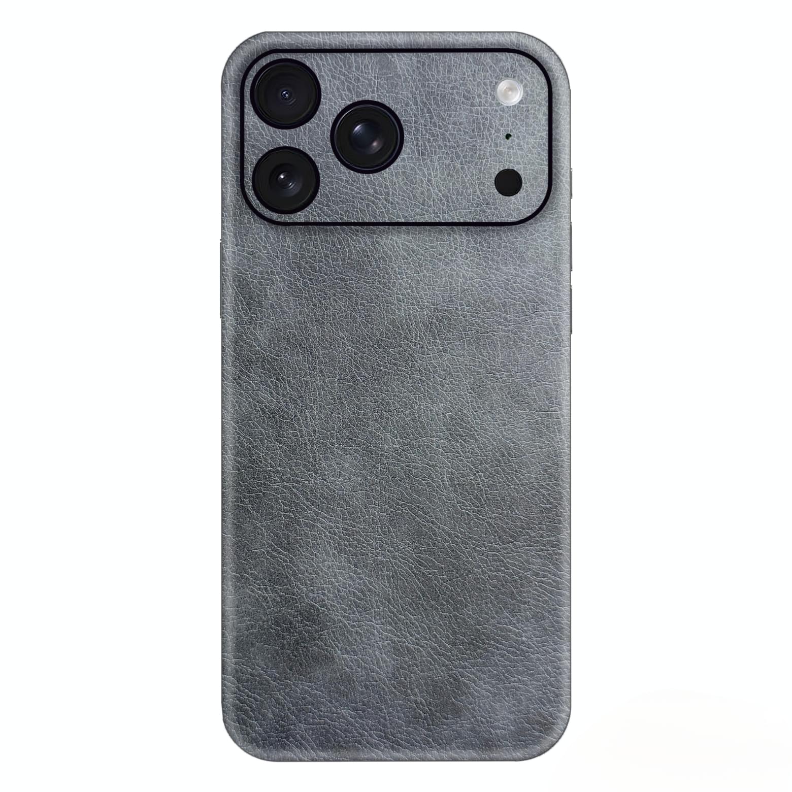 Silver Gray Leather Phone Skin – Light Charcoal Plain Premium Texture - Image 2