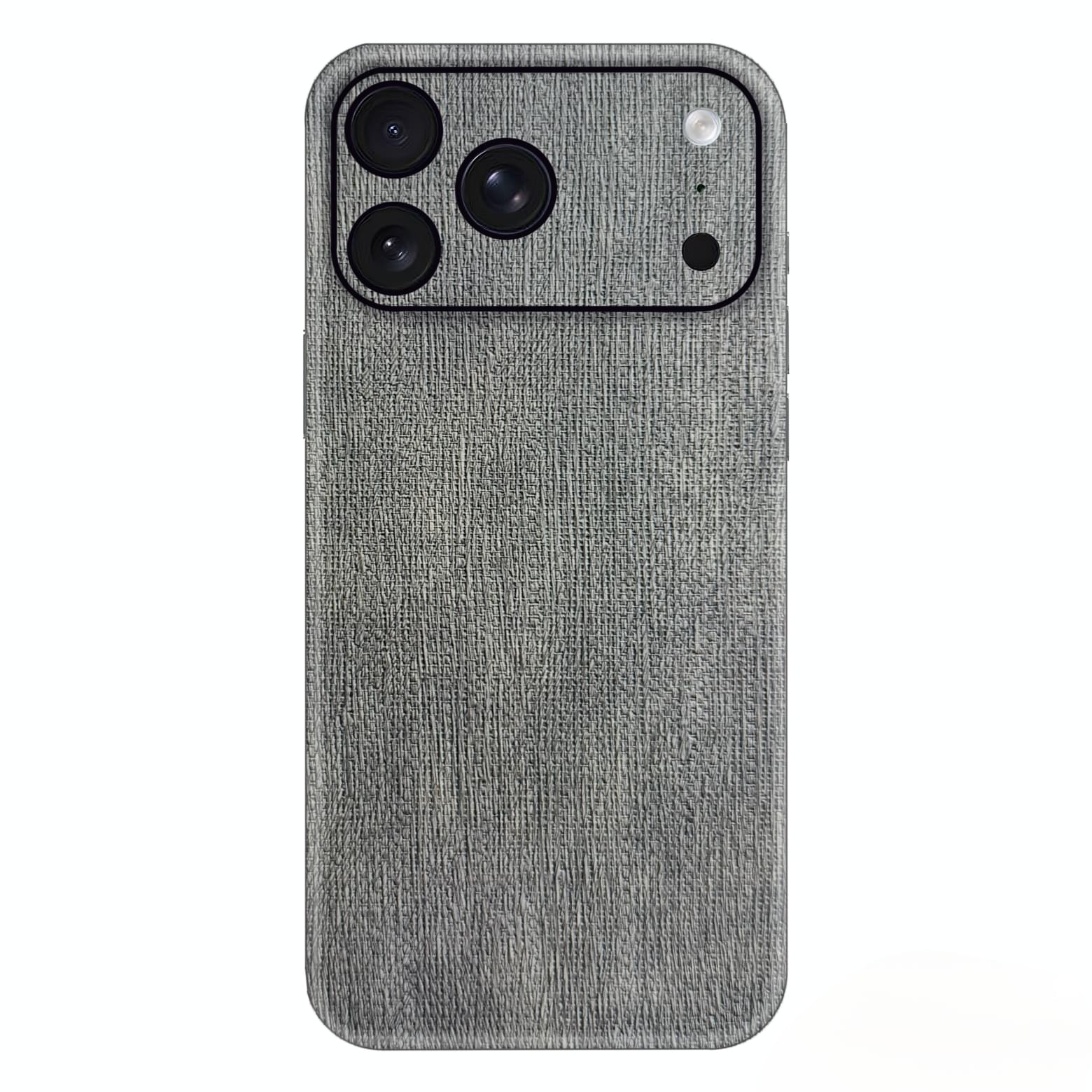 Pewter Gray Leather Phone Skin – Medium Gray Plain Premium Leather Texture - Image 2