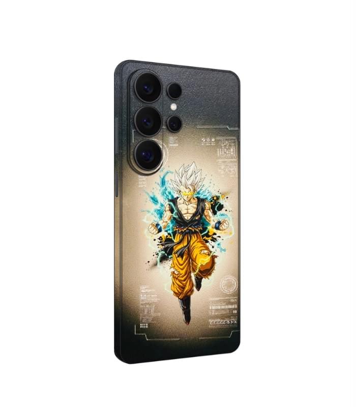 goku Goku Super Saiyan Tech HUD 3D Printed Leather Phone Skin – Anime Cyber Design - Image 1